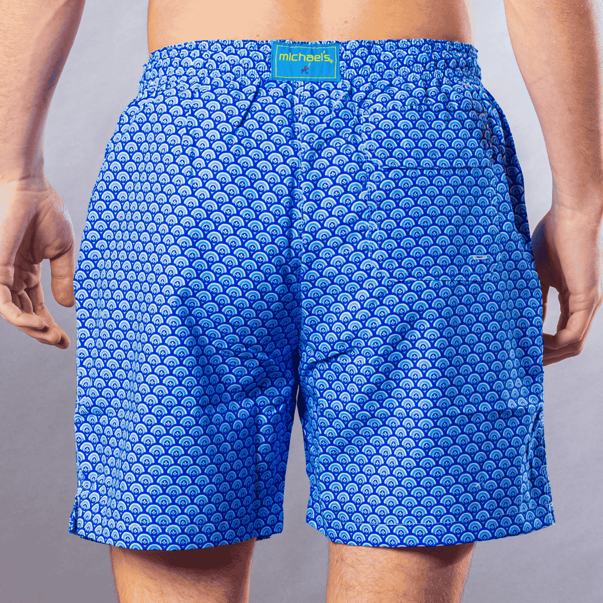 Men's Swim Trunks - Half Moons Navy/White