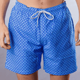 Men's Cyclist Liner Swim Trunks - Half Moons Navy/White