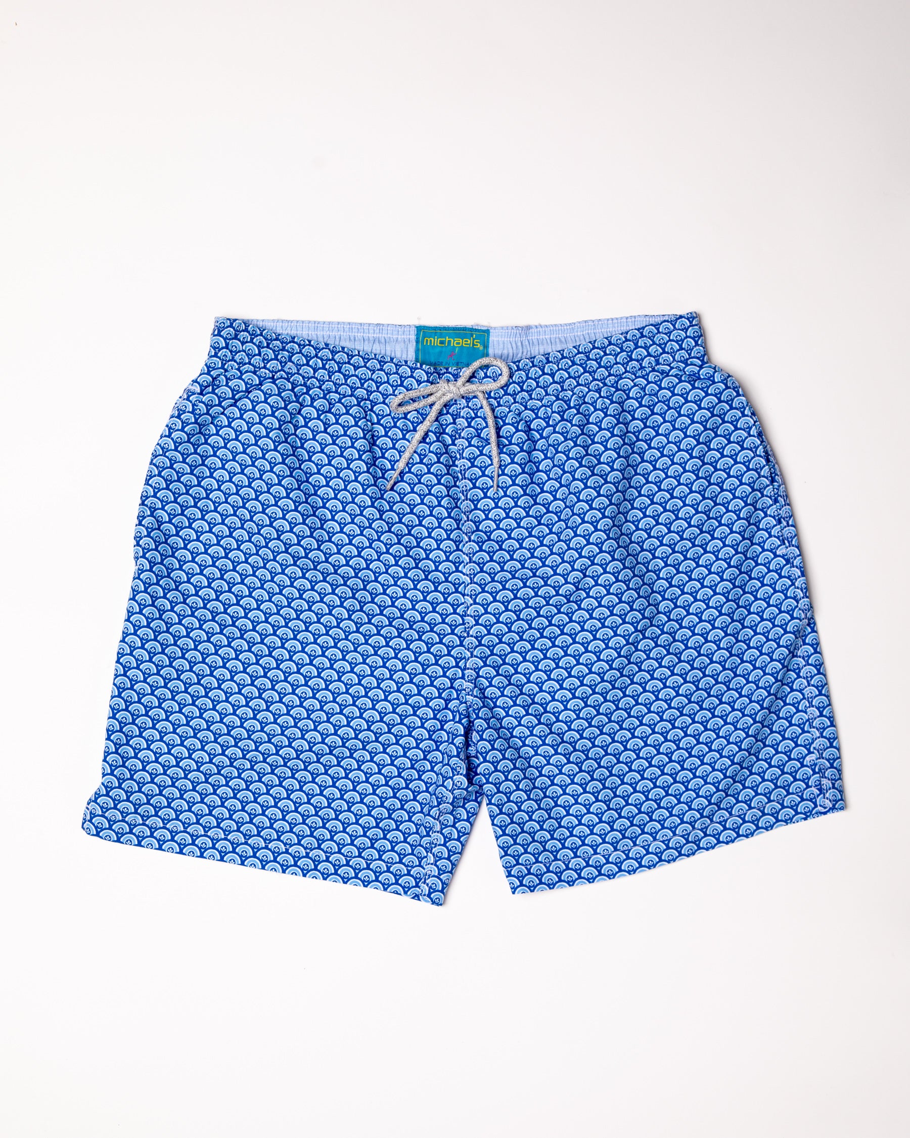 Men's Cyclist Liner Swim Trunks - Half Moons Navy/White