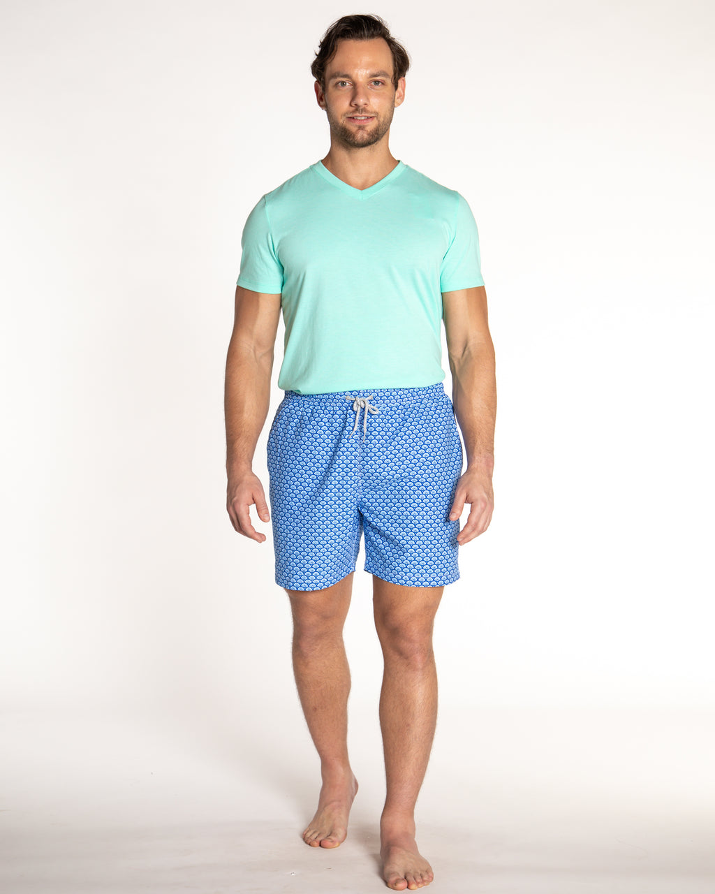 Men's Cyclist Liner Swim Trunks - Half Moons Navy/White