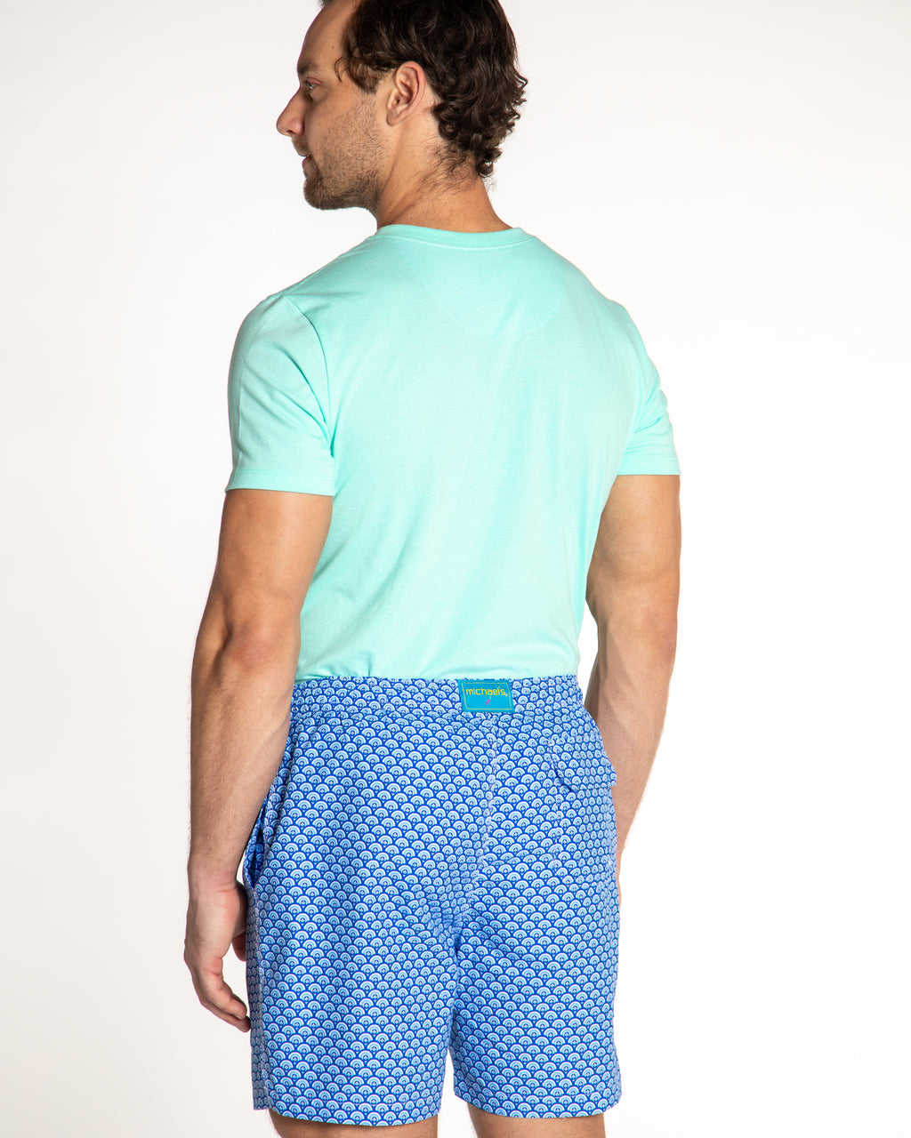 Men's Cyclist Liner Swim Trunks - Half Moons Navy/White