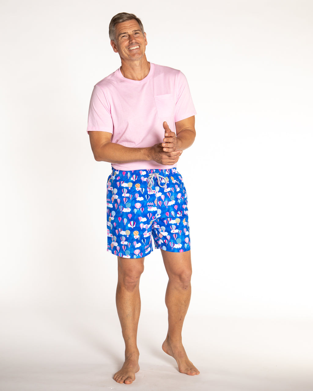 Men's Cyclist Liner Swim Trunks - Hot Air Balloons Royal