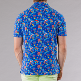 Men's Printed Pima Cotton / Stretch Full Button Front Shirt - Hot Air Baloons Navy Blue
