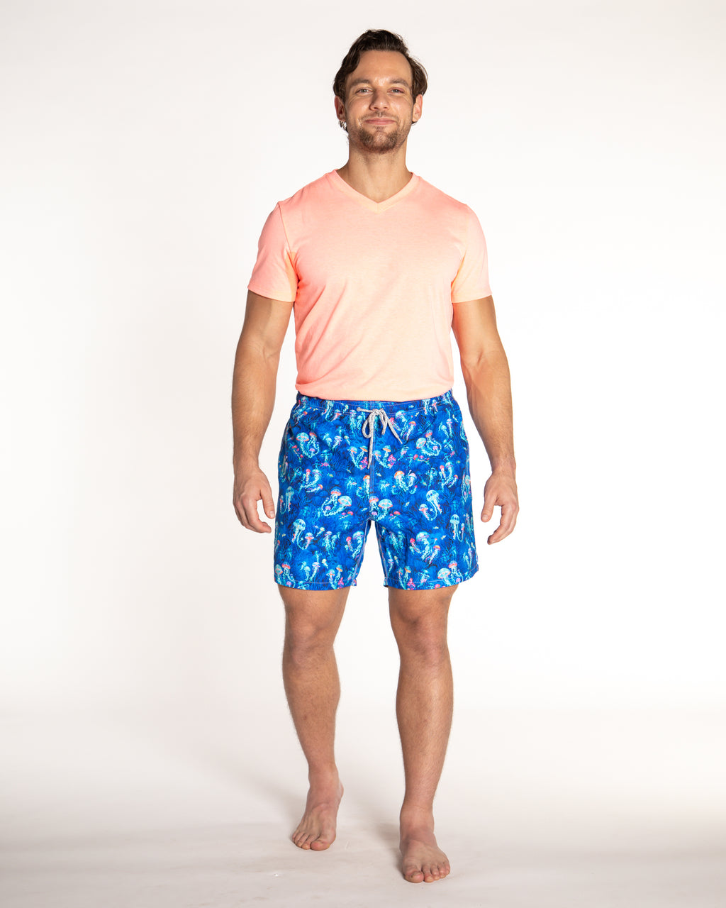 Men's Cyclist Liner Swim Trunks - Jellyfishes Navy