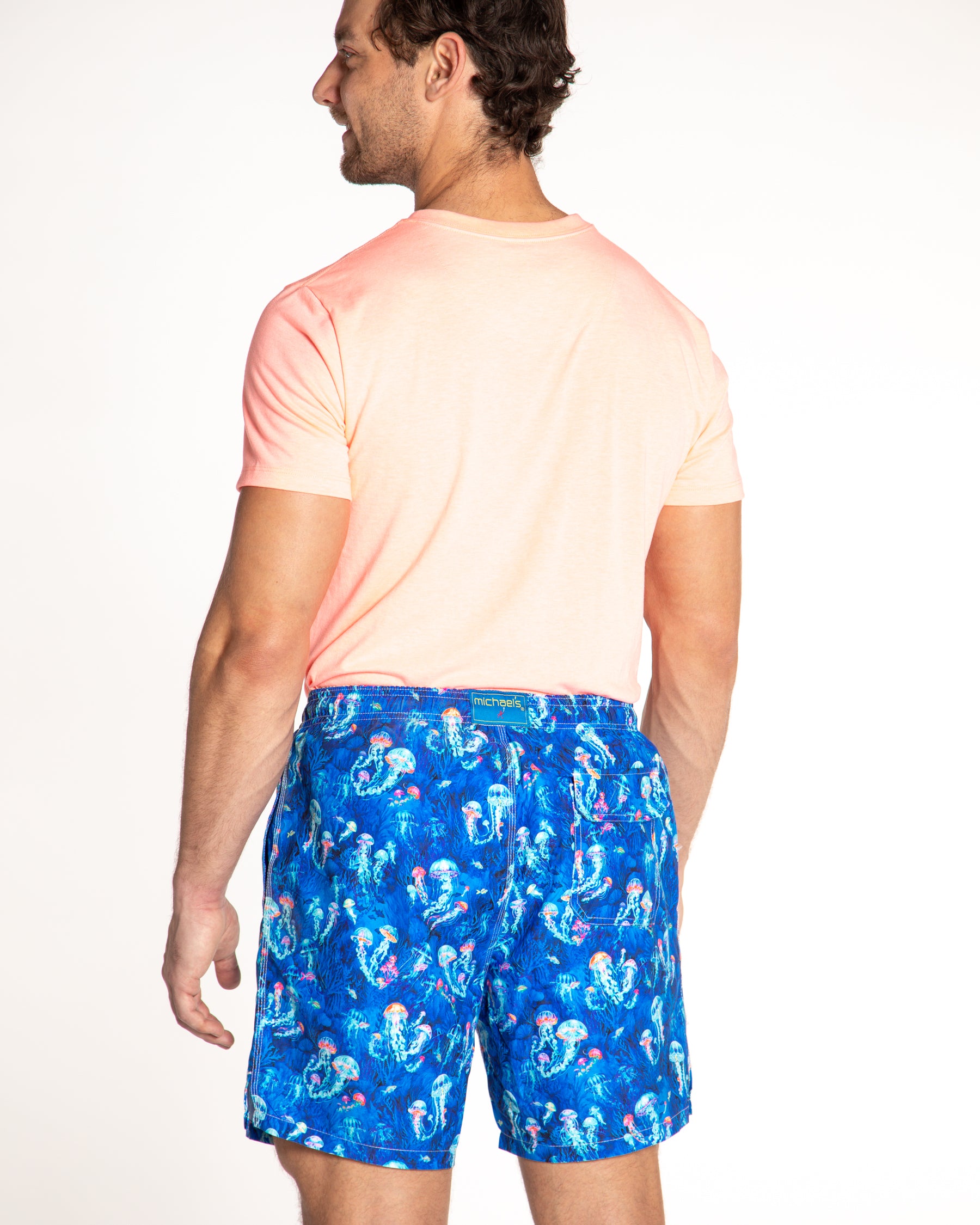Men's Cyclist Liner Swim Trunks - Jellyfishes Navy