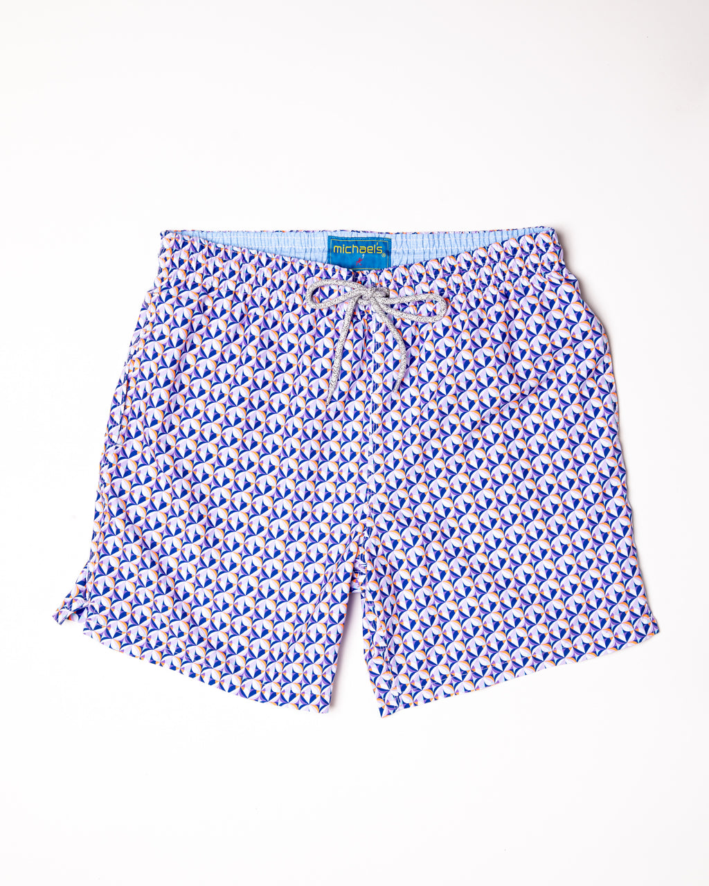 Men's Cyclist Liner Swim Trunks - Layered Petals Purple/Orange