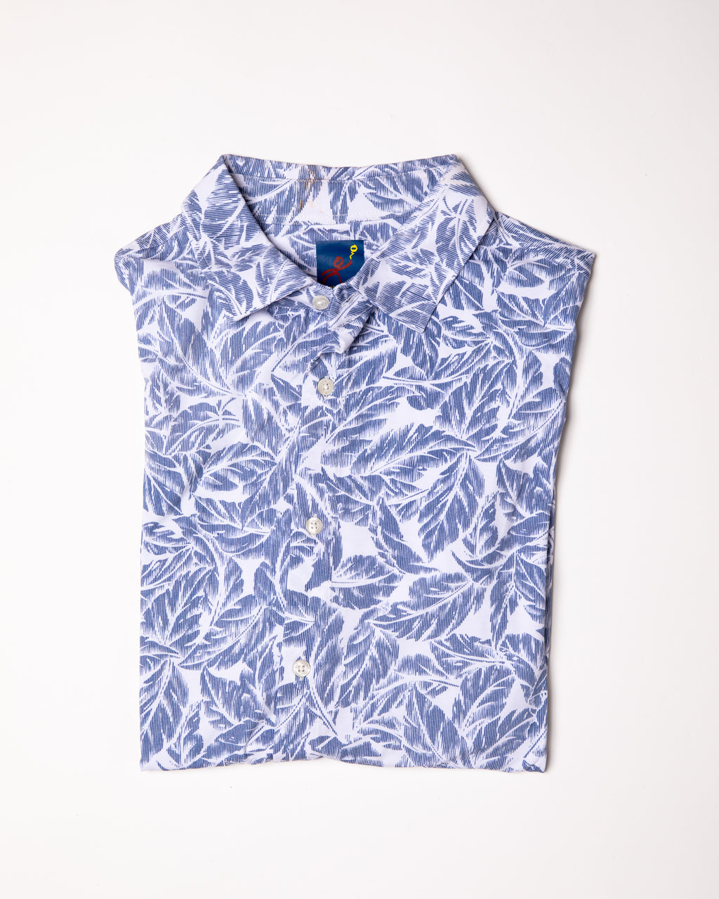 Men's Printed Pima Cotton Short Sleeve Shirt - Leafs Navy