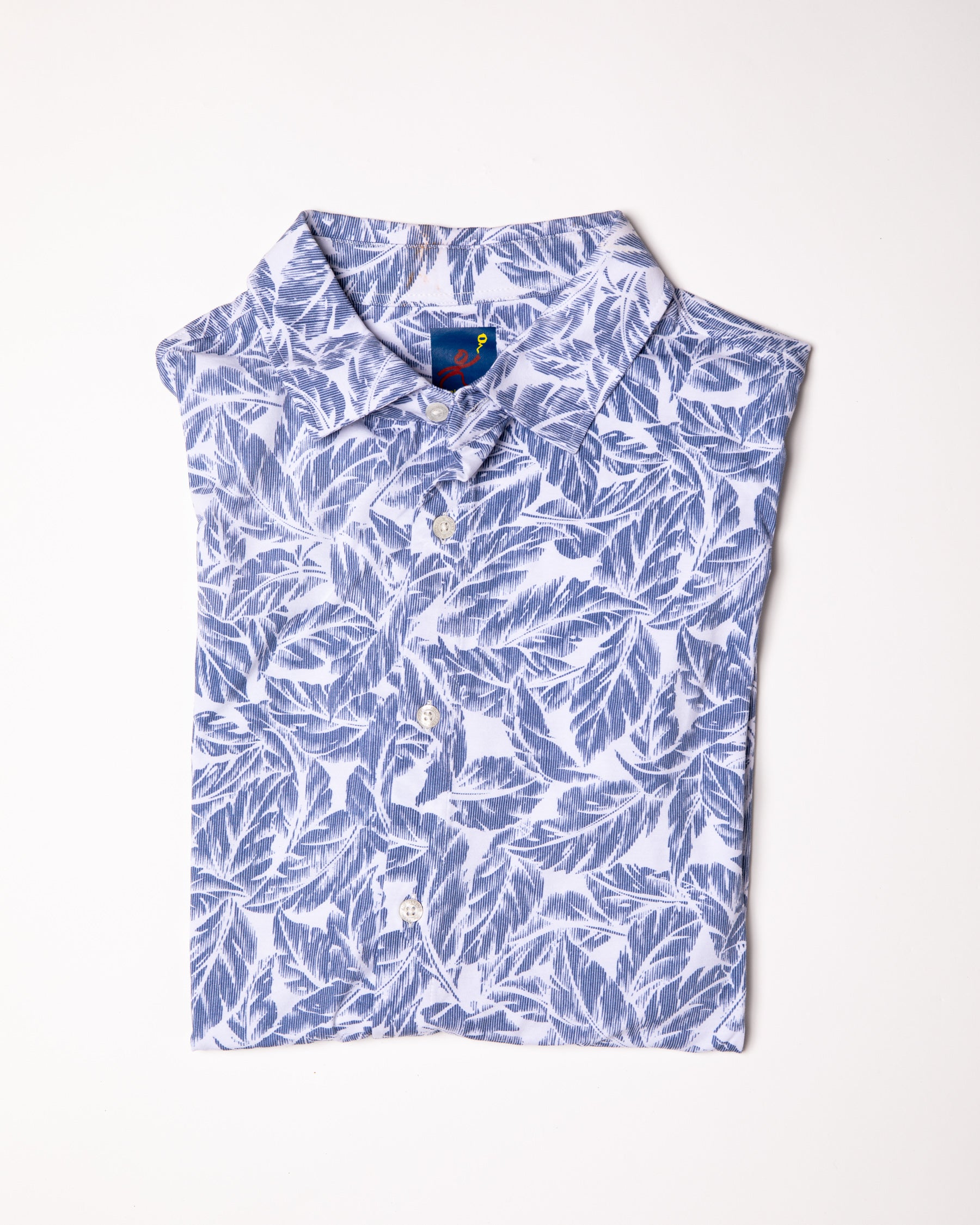 Men's Printed Pima Cotton Short Sleeve Shirt - Leafs Navy