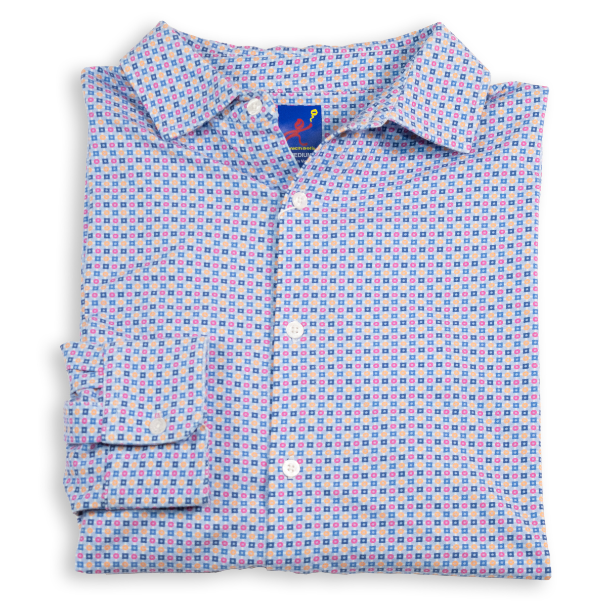 Men's Printed Pima Cotton / Stretch Long Sleeve Shirt - Linked Shapes