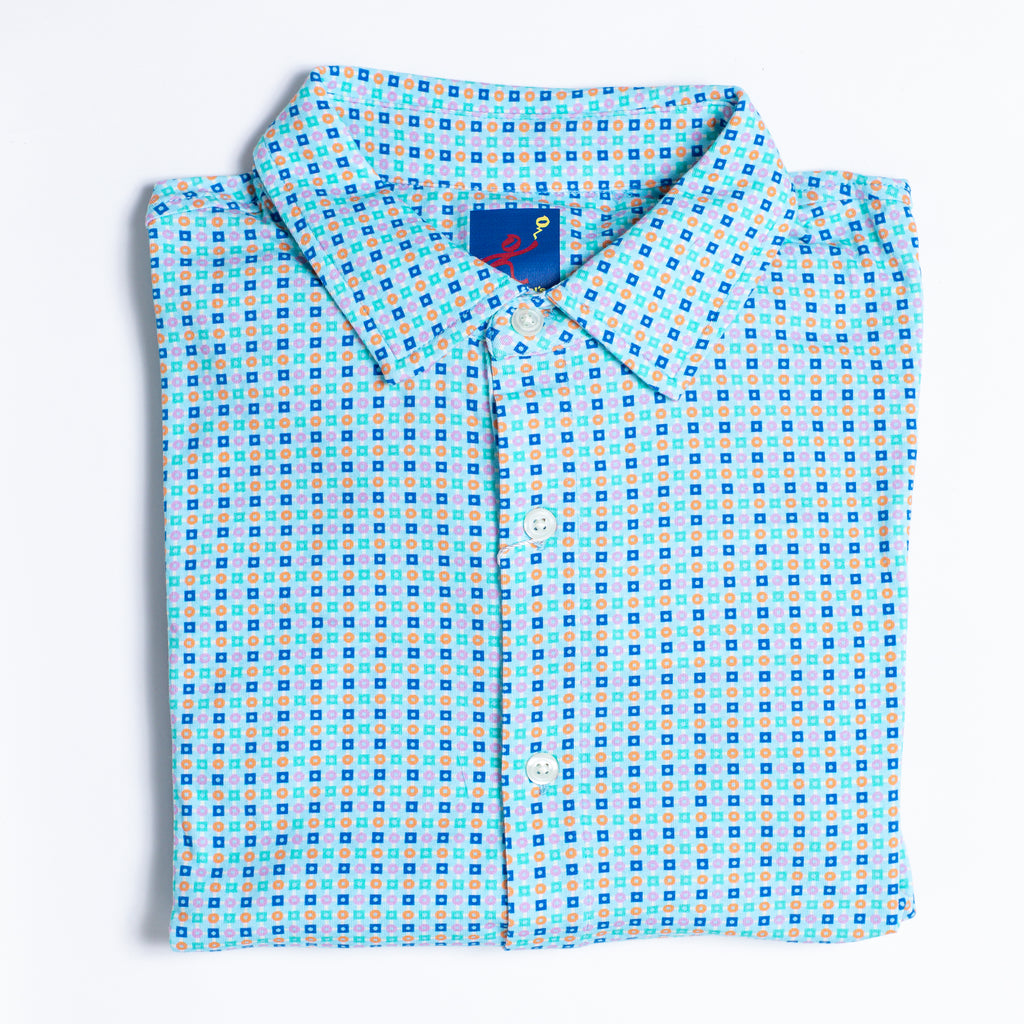 Men's Printed Pima Cotton / Stretch Long Sleeve Shirt - Linked Shapes