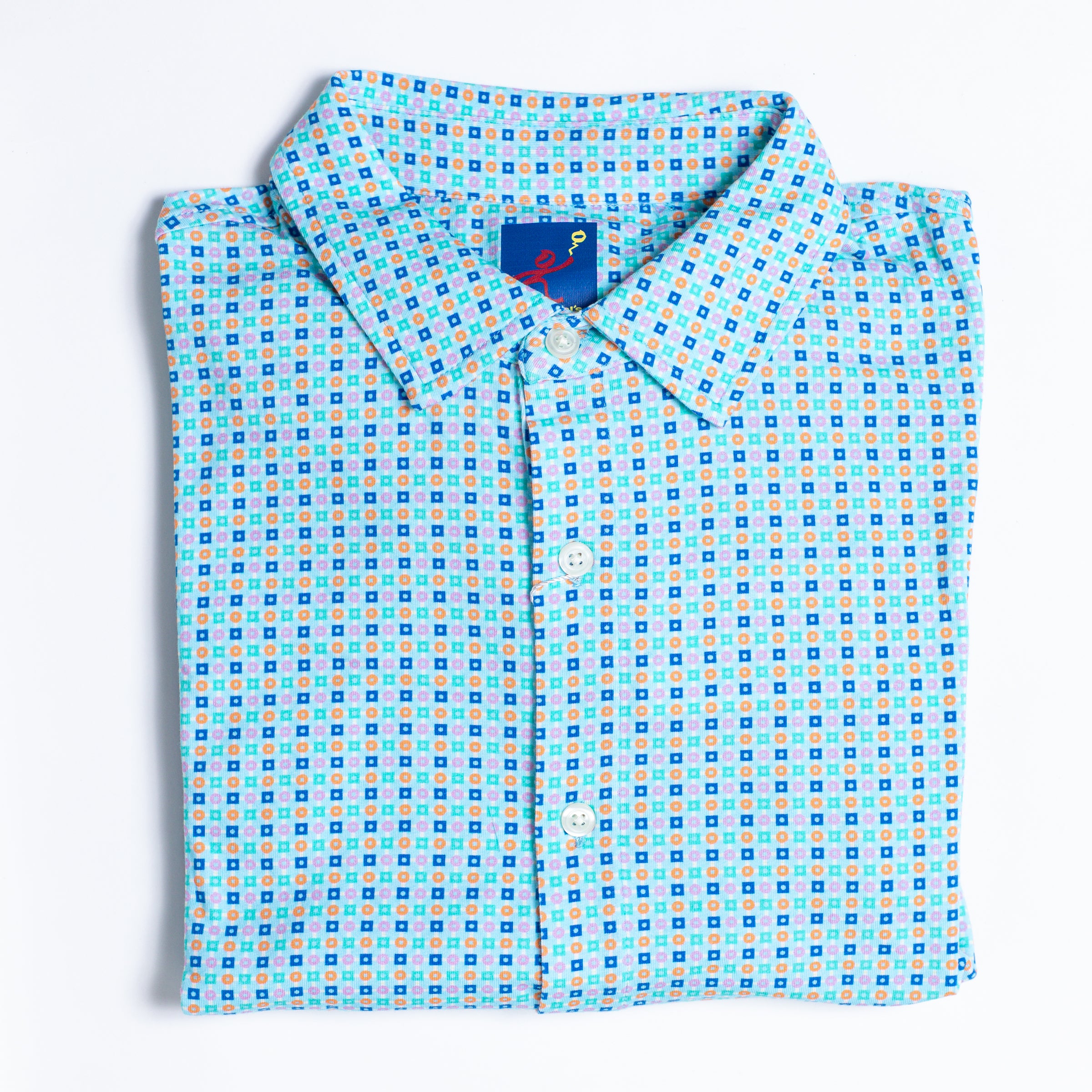 Men's Printed Pima Cotton / Stretch Long Sleeve Shirt - Linked Shapes