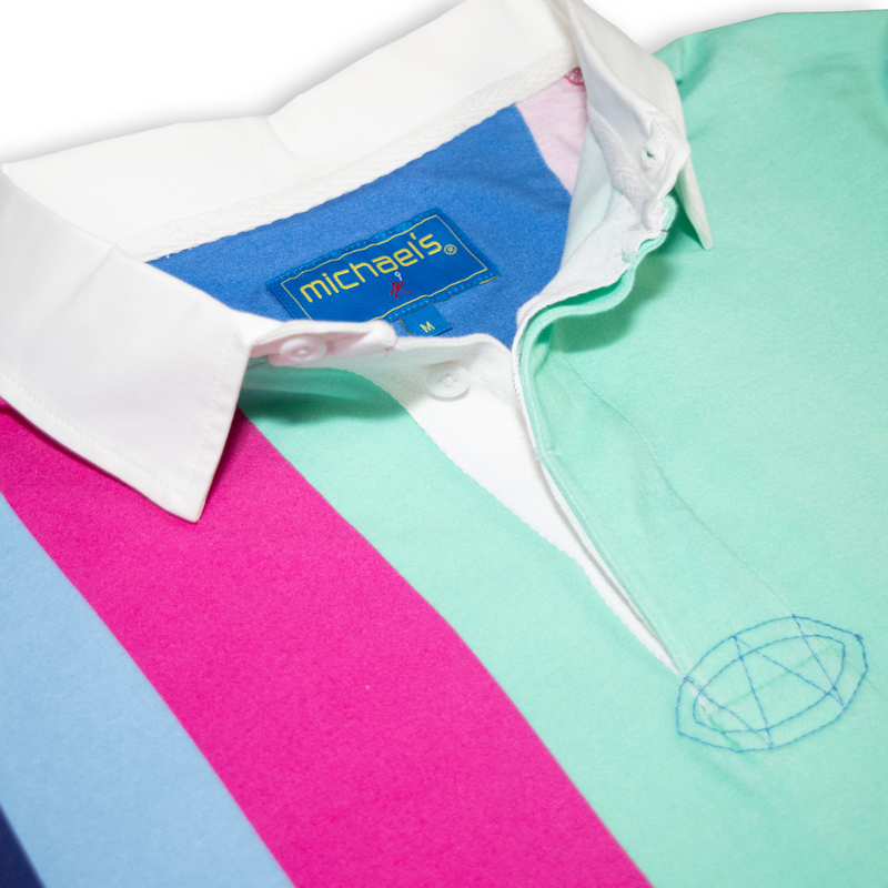 Men's Verigated Stripe Long Sleeve Rugby Shirt