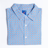 Men's Printed Pima Cotton / Stretch Short Sleeve Shirt - Medallion Blue