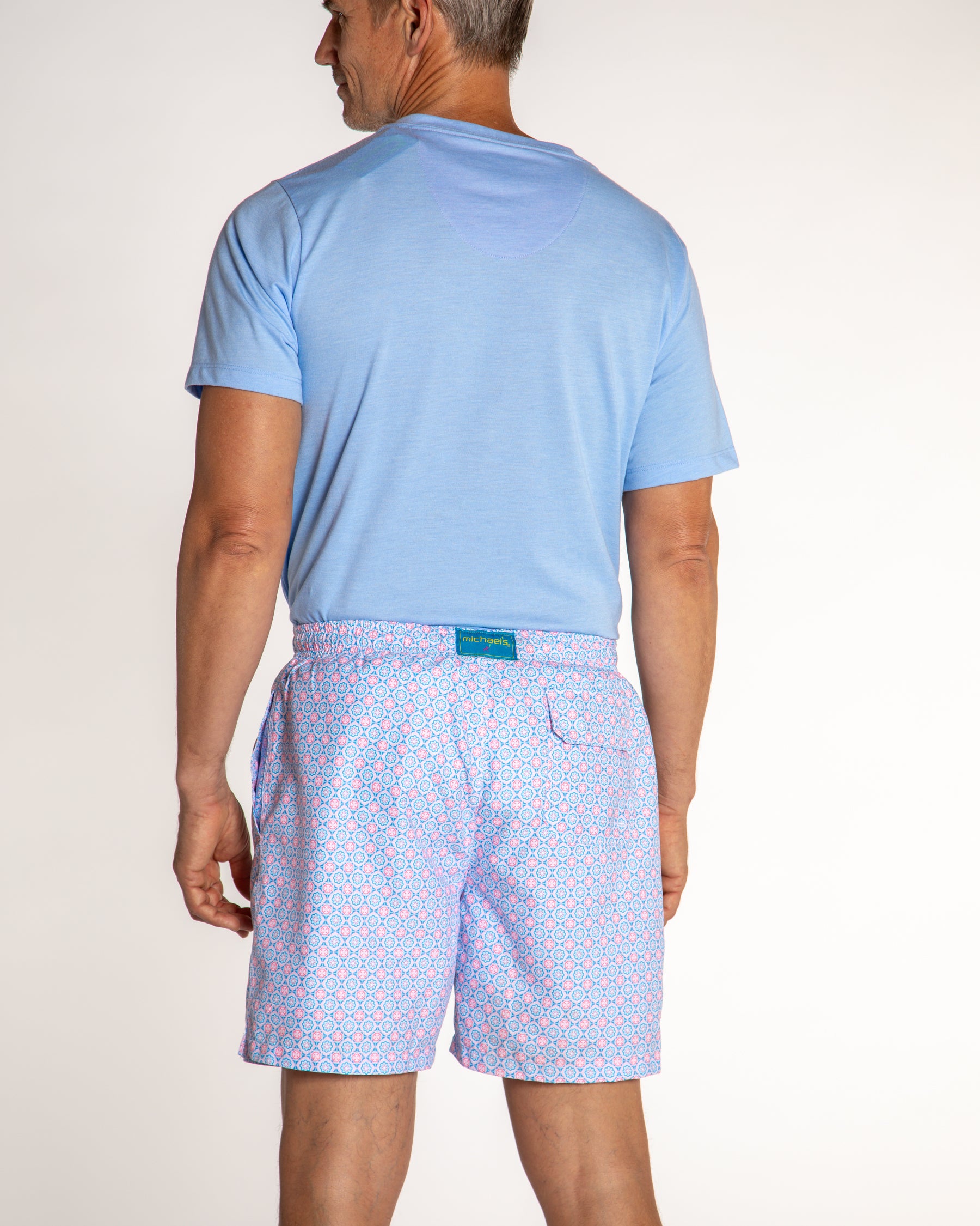 Men's Cyclist Liner Swim Trunks - Medallion Pink