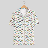 Men's Printed Pima Cotton / Stretch Short Sleeve Shirt - Sunglasses White