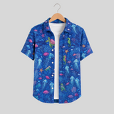 Men's Printed Pima Cotton / Stretch Short Sleeve Shirt - Under The Sea