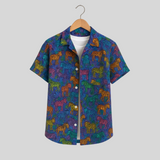 Men's Printed Pima Cotton / Stretch Short Sleeve Shirt - Zebras Multicolored