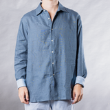 Men's Solid Long Sleeve Linen Shirt