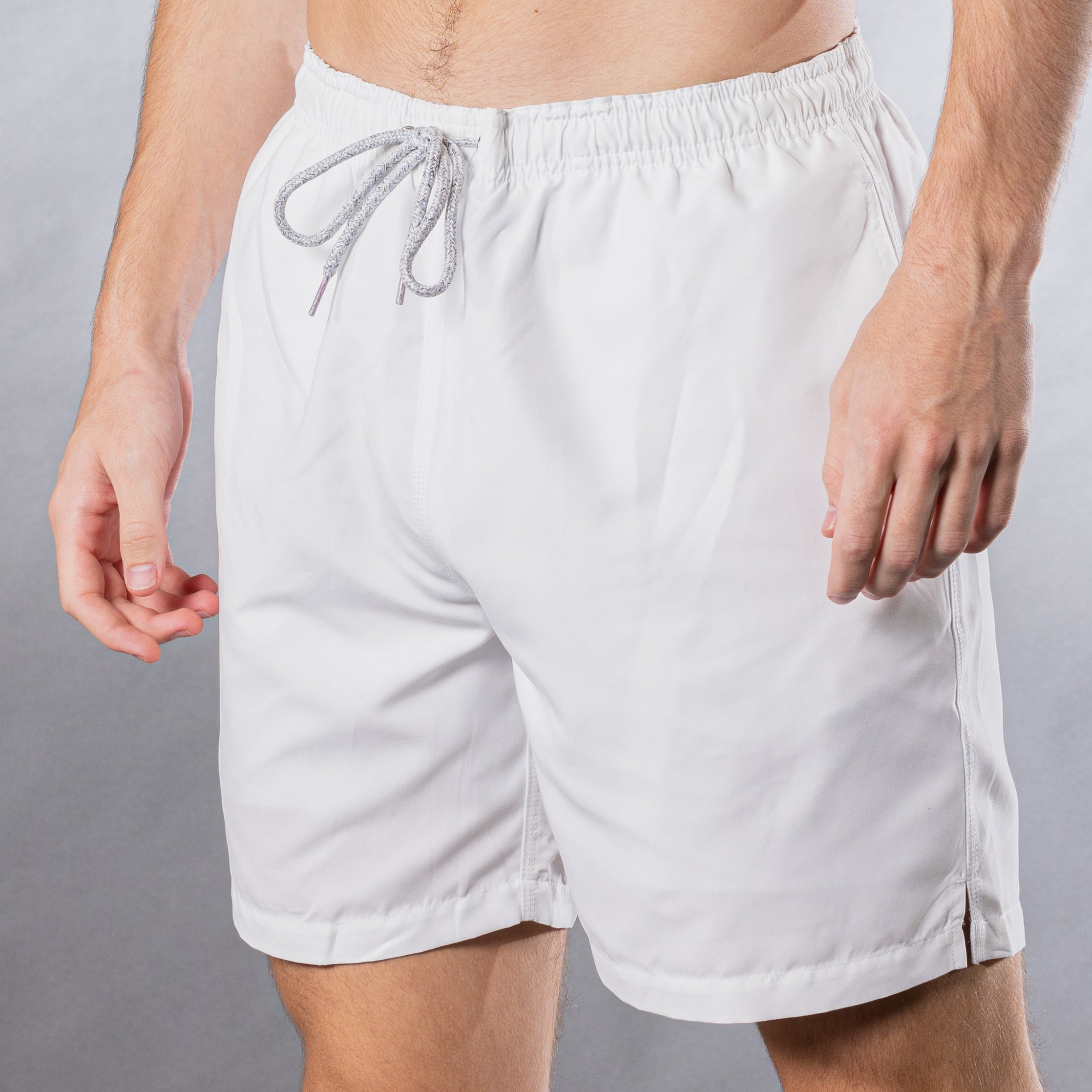 Men's Mesh Liner Swim Trunks - Solid Linen White