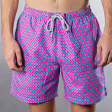 Men's Mesh Liner Swim Trunks - Diamond Pattern Pink