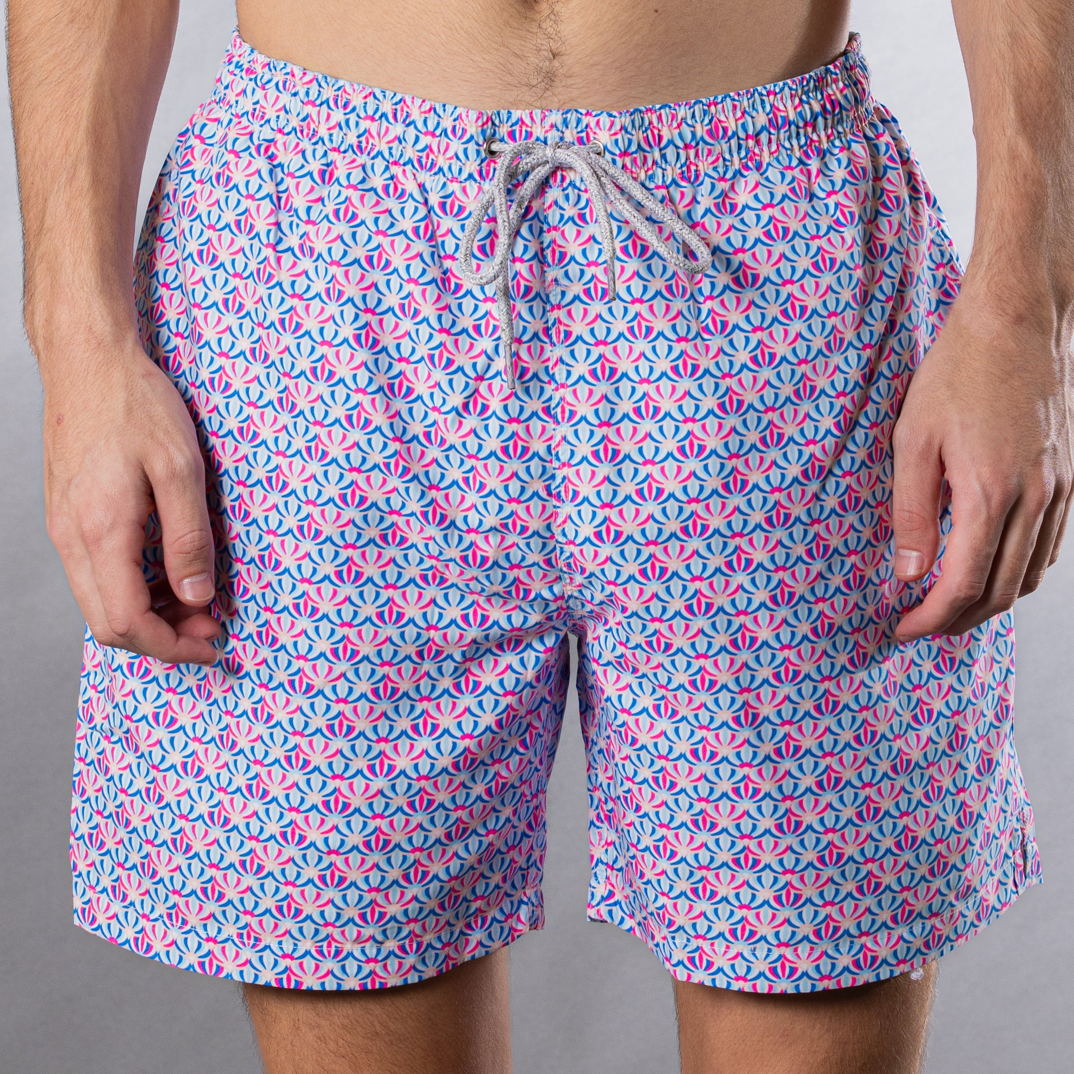 Men's Mesh Liner Swim Trunks - Spinning Tops Coral