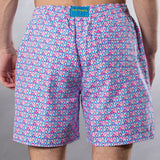 Men's Cyclist Liner Swim Trunks - Spinning Tops Coral