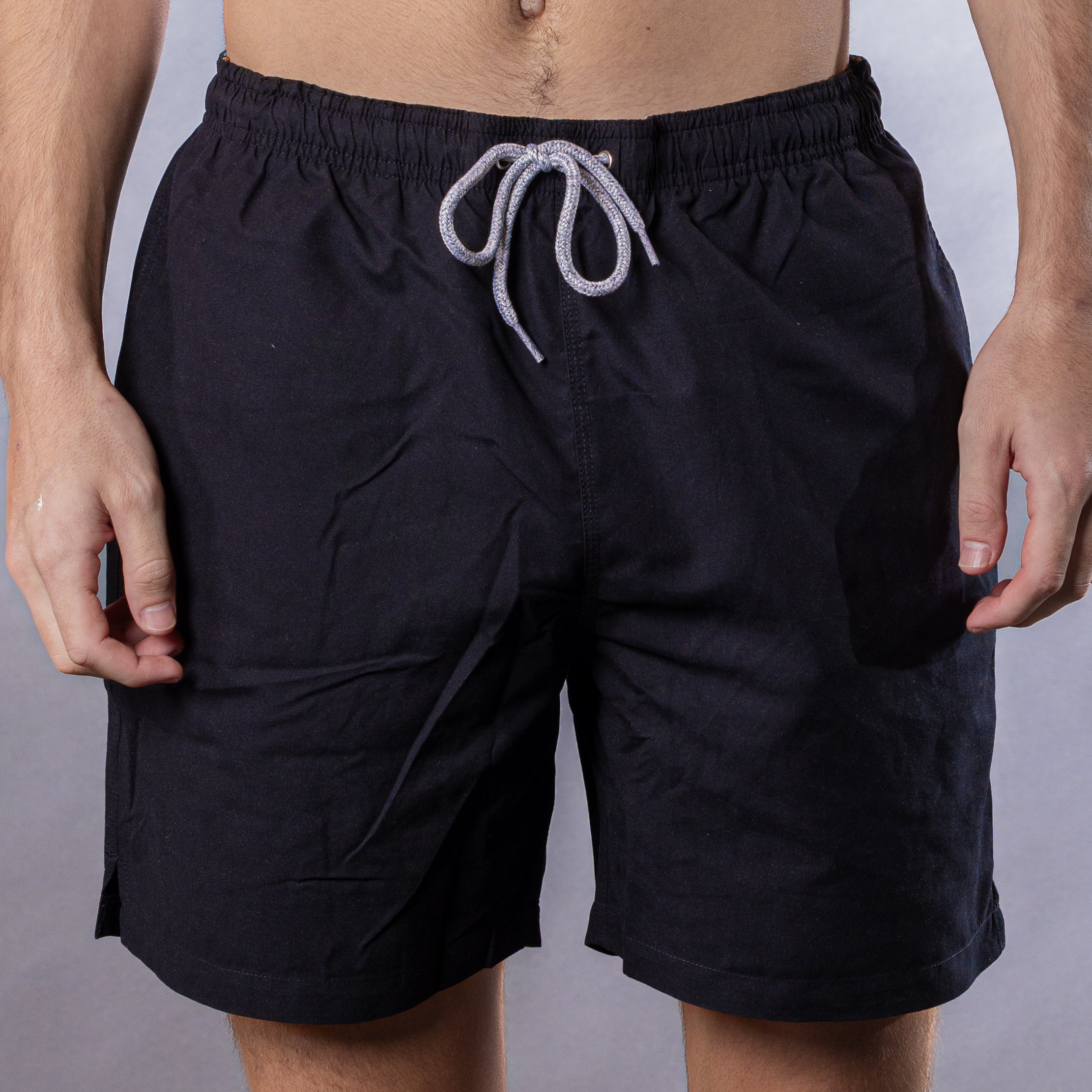 Men's Mesh Liner Swim Trunks - Solid Linen Black