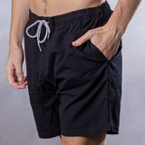 Men's Cyclist Liner Swim Trunks - Solid Linen Black