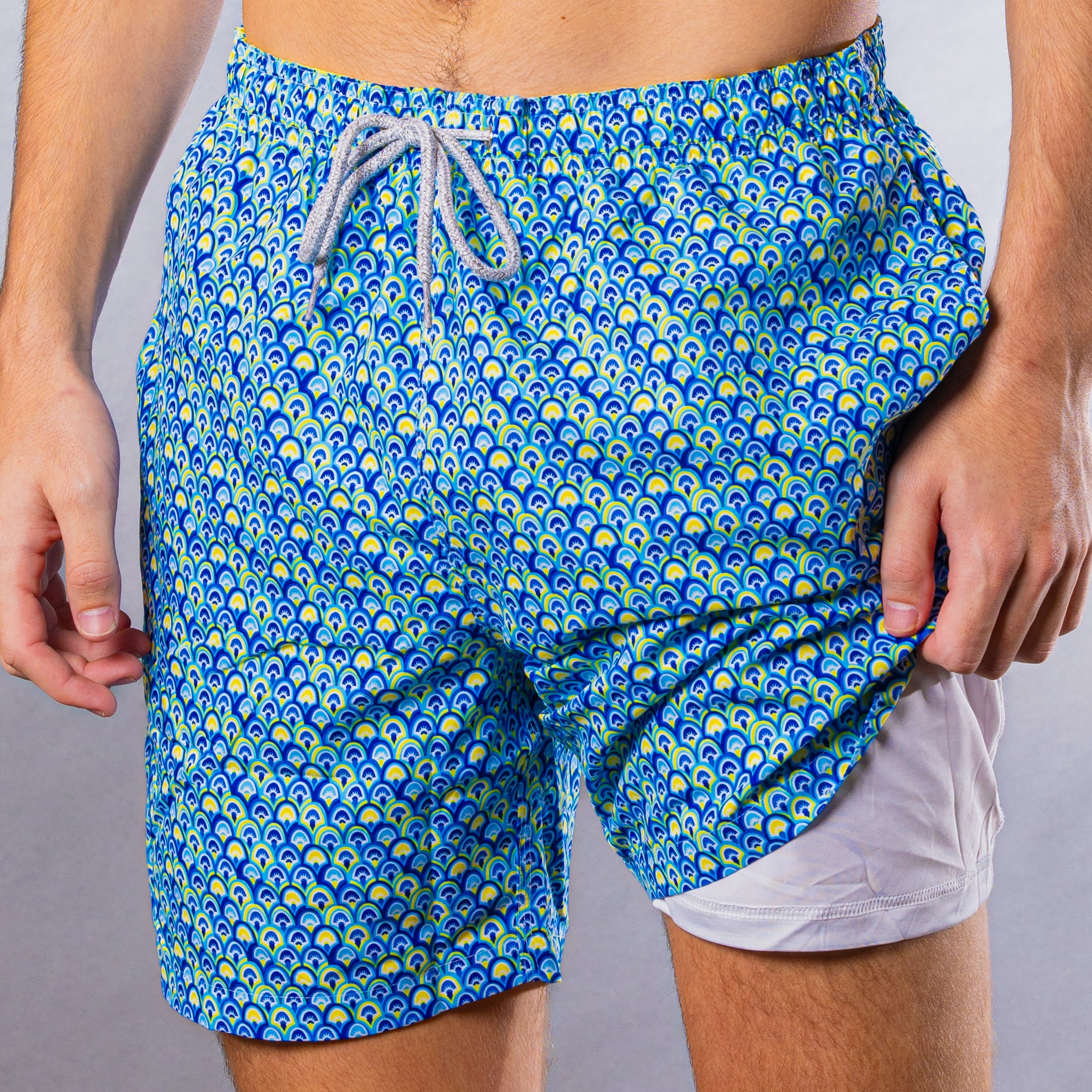 Men's Cyclist Liner Swim Trunks - Sunrise Navy Blue