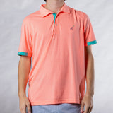 Men's Solid Polo With Contrast Sleeve - Coral Heather