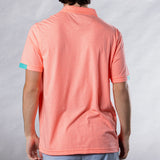Men's Solid Polo With Contrast Sleeve - Coral Heather