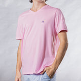 Men's Solid V-Neck T Shirt - Pink