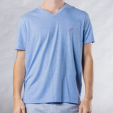Men's Solid V-Neck T Shirt - Light Blue