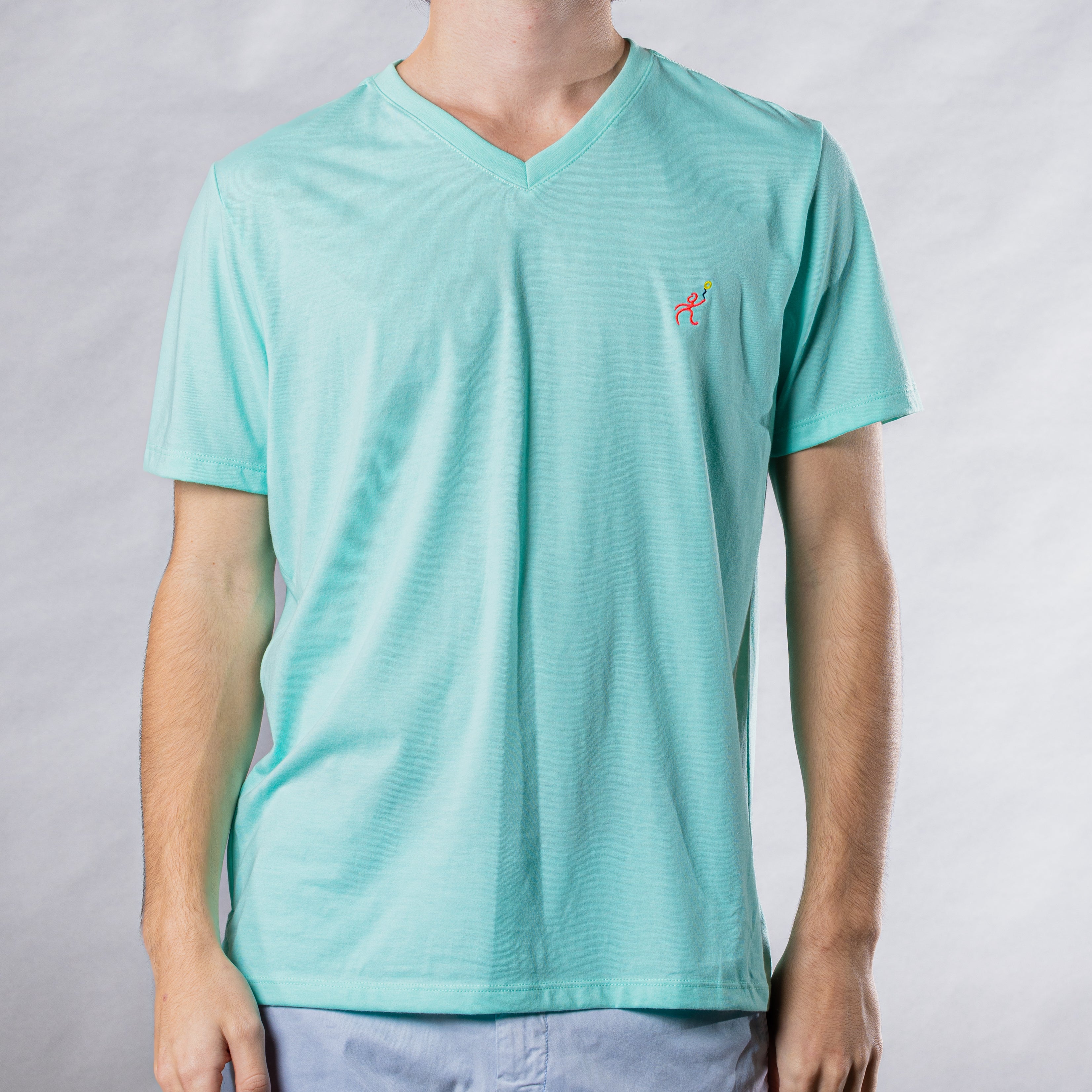 Men's Solid V-Neck T Shirt - Aqua