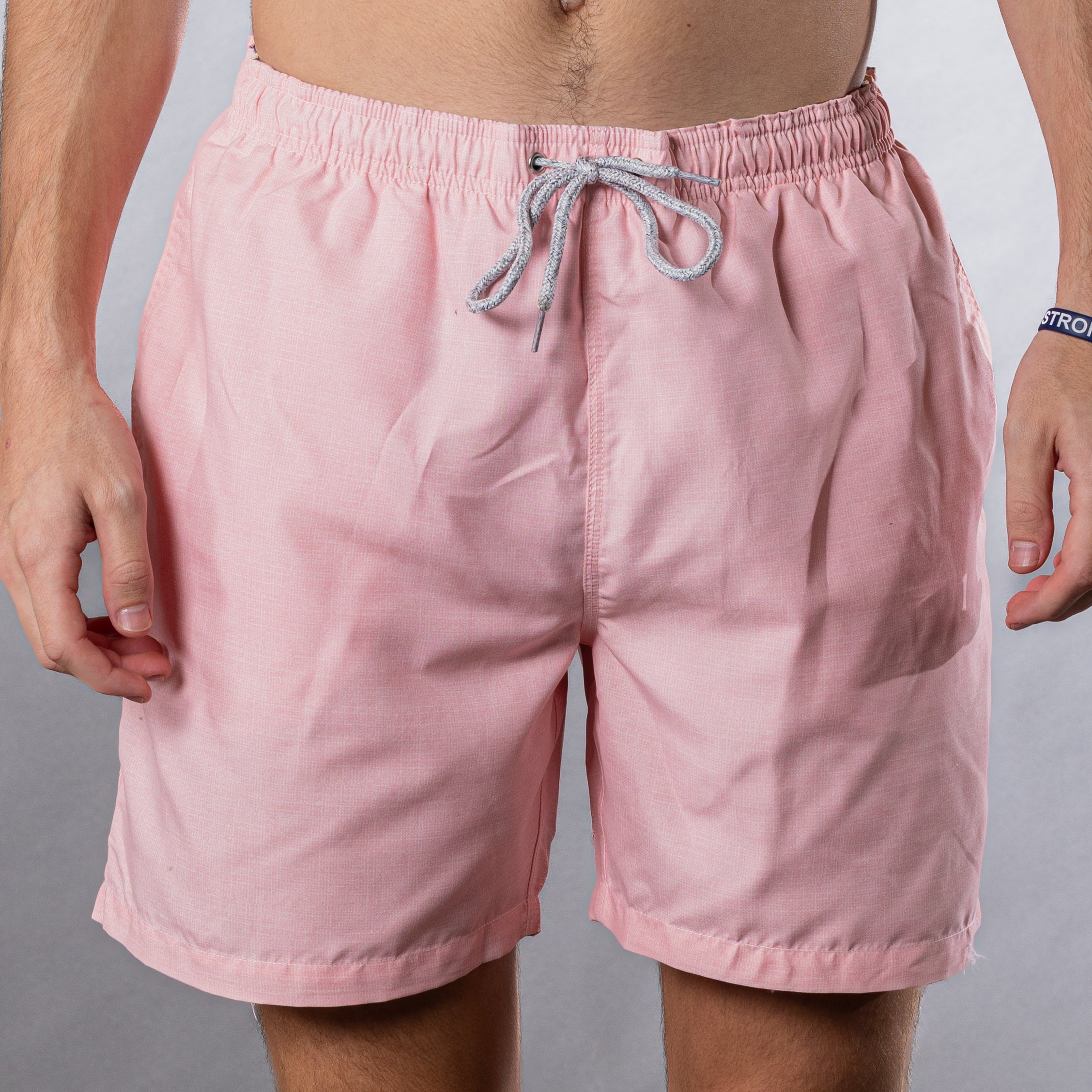 Men's Mesh Liner Swim Trunks - Solid Linen Pink