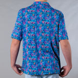 Men's Printed Pima Cotton / Stretch Full Button Front Shirt - Coral Jungle Navy Blue
