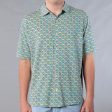 Men's Printed Pima Cotton / Stretch Full Button Front Shirt - Spinng Tops Yellow
