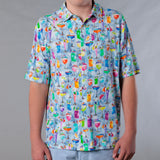 Men's Printed Pima Cotton / Stretch Full Button Front Shirt - Tropical Treats Multicolored