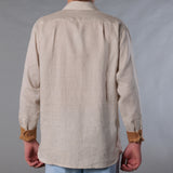 Men's Solid Linen Long Sleeve Shirt  Natural