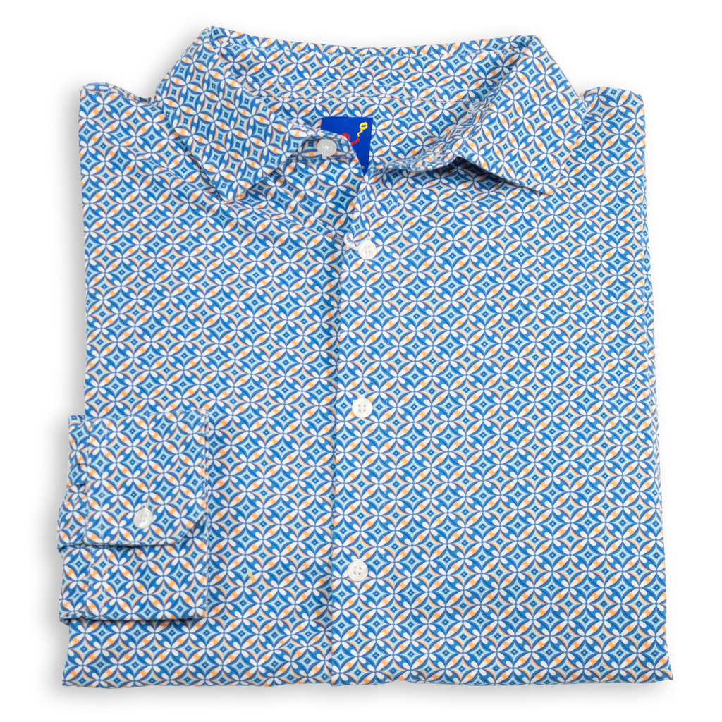 Men's Printed Pima Cotton / Stretch Long Sleeve Shirt - Mosaic