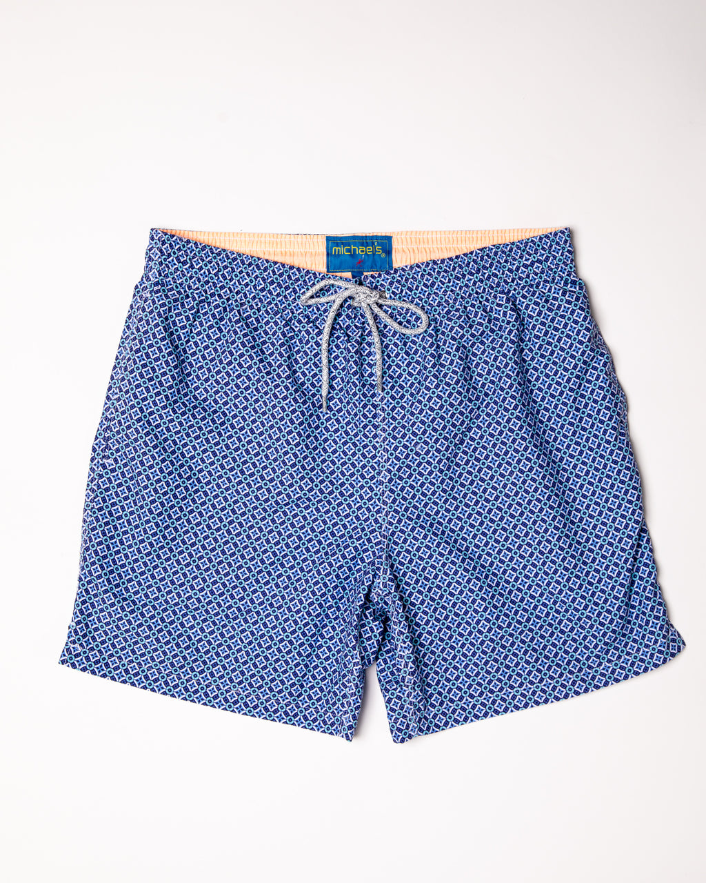 Men's Cyclist Liner Swim Trunks -  Mosaic Navy/Aqua