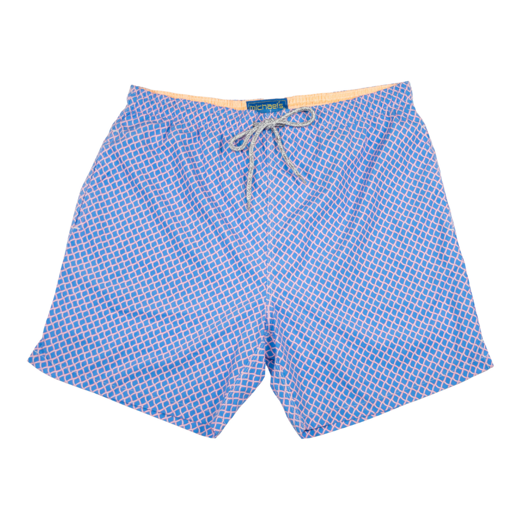 Men's Mesh Liner Swim Trunks - Nautical Mesh Turquoise/Coral