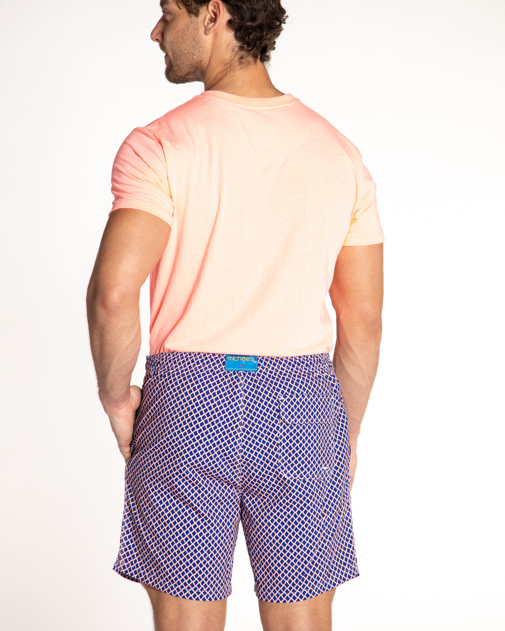 Men's Mesh Liner Swim Trunks - Nautical Mesh Navy/Orange