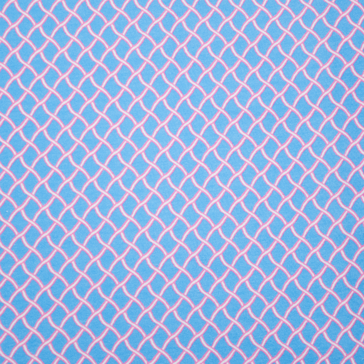 Men's Printed Pima Cotton / Stretch Short Sleeve Shirt - Nautical Mesh Turquoise/Coral