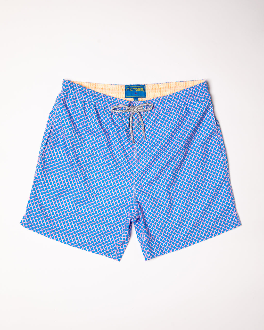 Men's Cyclist Liner Swim Trunks - Nautical Mesh Turquoise/Coral