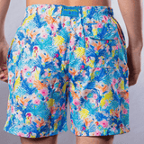 Men's Cyclist Liner Swim Trunks - New Seahorses White