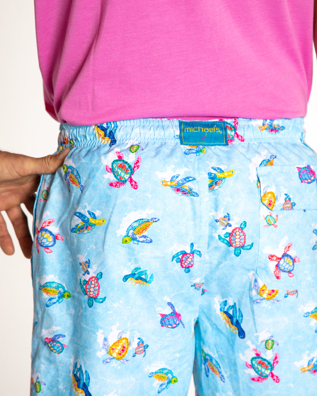 Men's Cyclist Liner Swim Trunks - New Turtles Blue