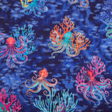 Boy's Cyclist Liner Swim Trunks - Octopi Garden Navy Blue