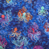 Men's Printed Pima Cotton / Stretch Short Sleeve Shirt - Octopi Garden Navy Blue