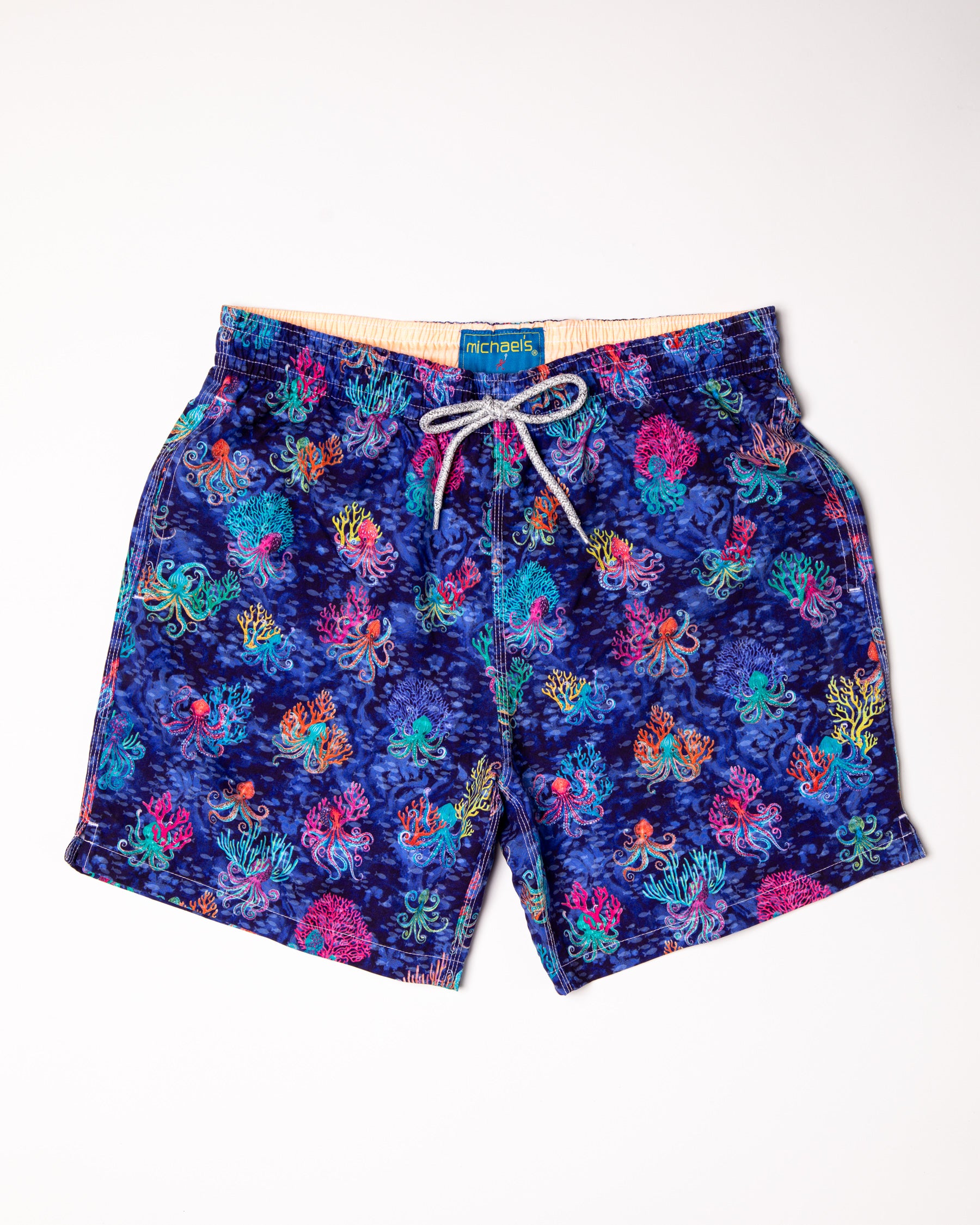 Men's Mesh Liner Swim Trunks - Octopi Garden Navy